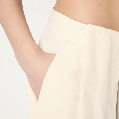 Stella Mccartney Wide Butter-coloured Pants In Linen Blend In White