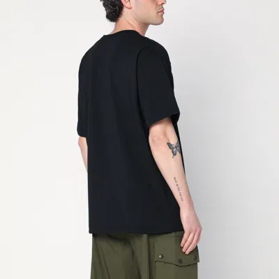 Needles Solid Color Mock-neck T-shirt With Butterflyembroidery In Black