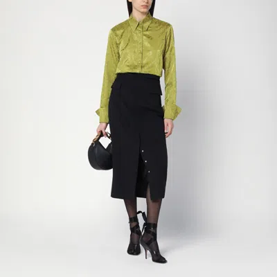 Dries Van Noten Black Wool And Mohair Midi Skirt Women In Black
