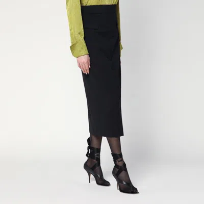 Dries Van Noten Black Wool And Mohair Midi Skirt Women In Black