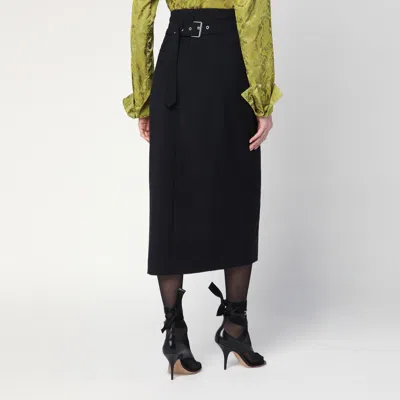 Dries Van Noten Black Wool And Mohair Midi Skirt Women In Black