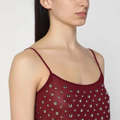 Dries Van Noten Calipso Embellished Voile Slip Top In Red