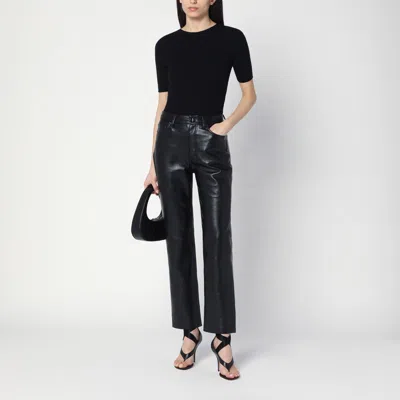 Courrèges Black Ribbed Sweater In Cotton And Wool In Black