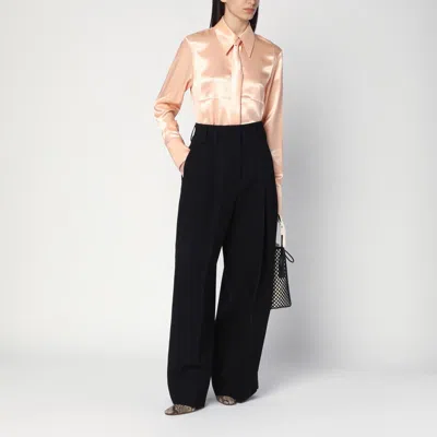 Jil Sander Wide Black Pants In Silk Blend In Black