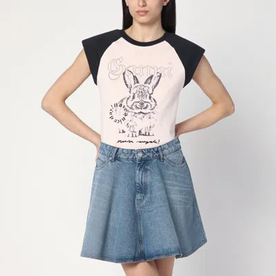 Ganni Basic Jersey Bunny Raglan T-shirt T-shirts Pink In Pink