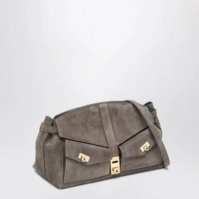 Ferragamo Hug Multipocket L Gray Shoulder Bag In Grey