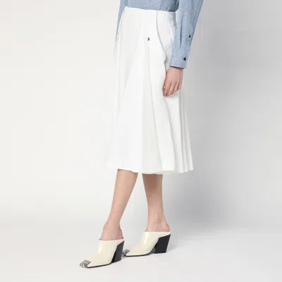 Bottega Veneta Ivory Pleated Midi Skirt In White