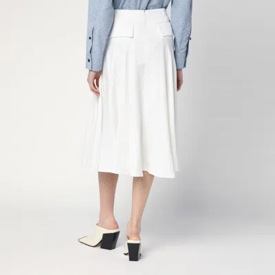 Bottega Veneta Ivory Pleated Midi Skirt In White