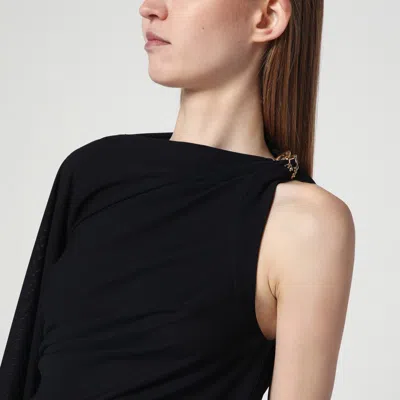 Bottega Veneta Black One-shoulder Draped Midi-dress