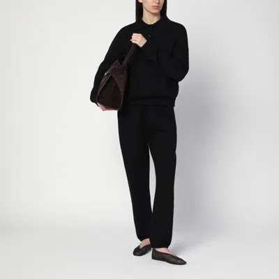 The Row Drawstring Waistband Wool Pants In Black