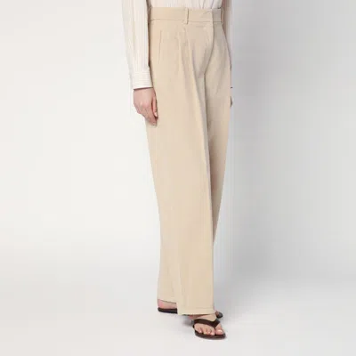 The Row Lilas Light Khaki Cotton And Linen Trousers In Green