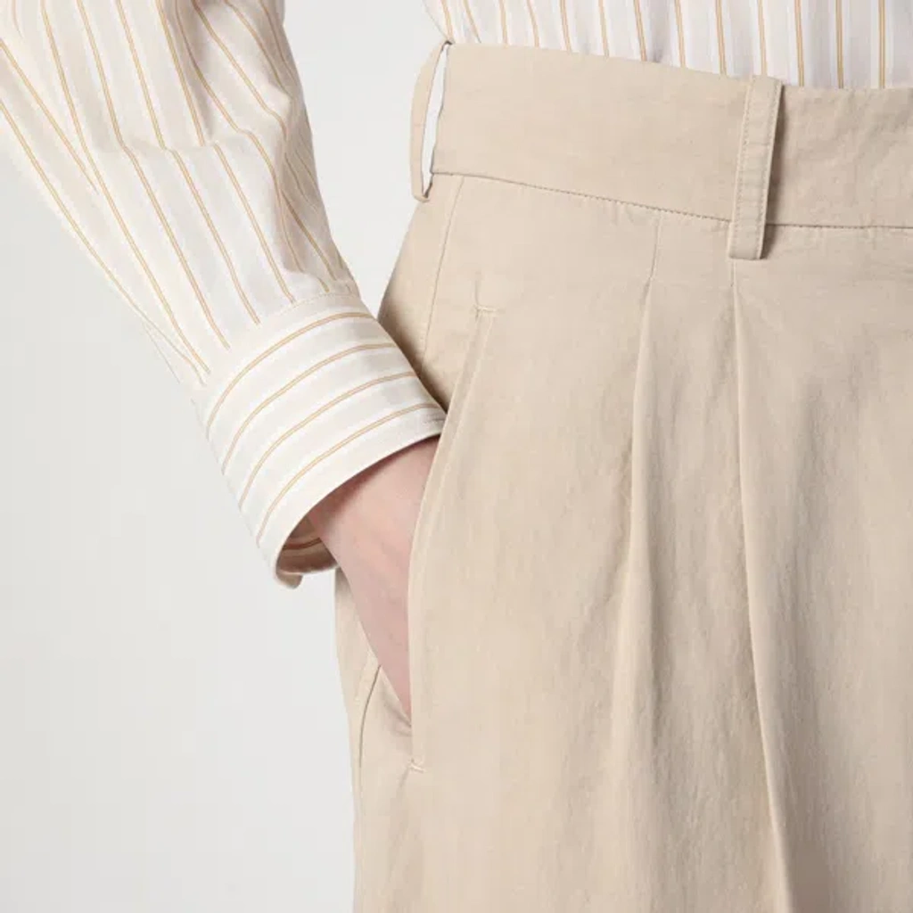 The Row Lilas Light Khaki Cotton And Linen Trousers In Green