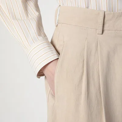 The Row Lilas Light Khaki Cotton And Linen Trousers In Green
