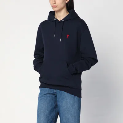 Ami Alexandre Mattiussi Long-sleeved Hooded Sweatshirt In Blue