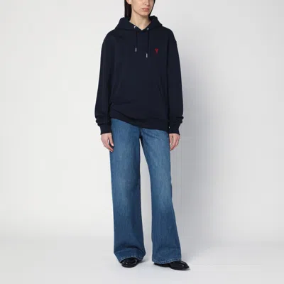 Ami Alexandre Mattiussi Long-sleeved Hooded Sweatshirt In Blue