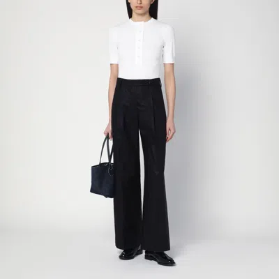 Department Five Wide Black Cotton Pants In Black