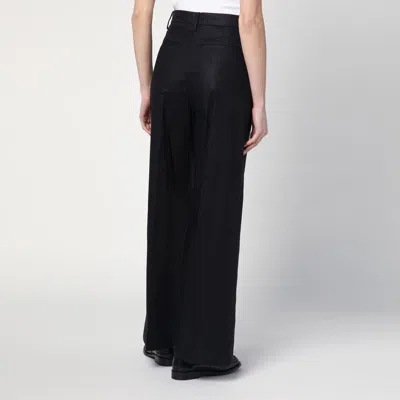Department Five Wide Black Cotton Pants In Black