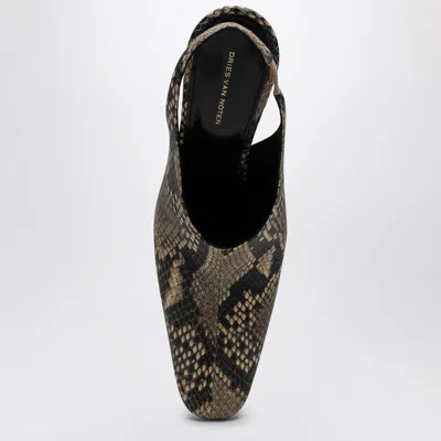 Dries Van Noten Pumps With A Wedge In Printed Leather In Beige