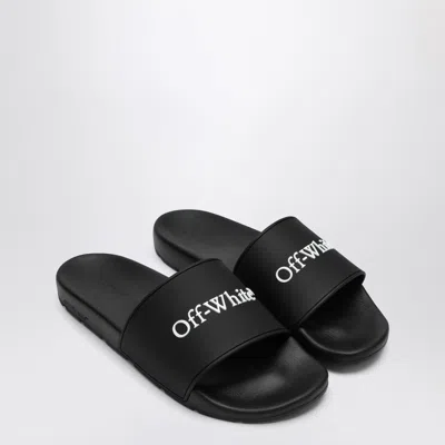 Off-white Bookish Open Toe Slip-on Slides In Black