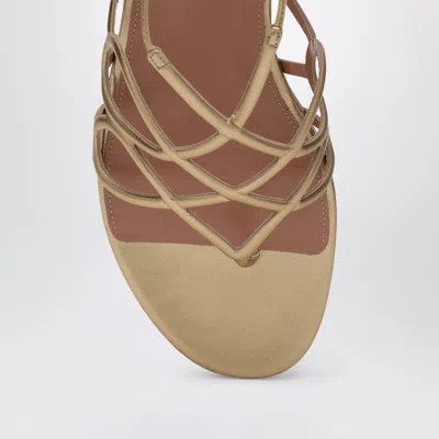 Aquazzura Strappy Metallic Leather Flat Sandals In Metal