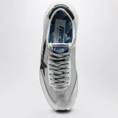 Golden Goose Marathon Running Sneakers In Laminated Leather In Metal
