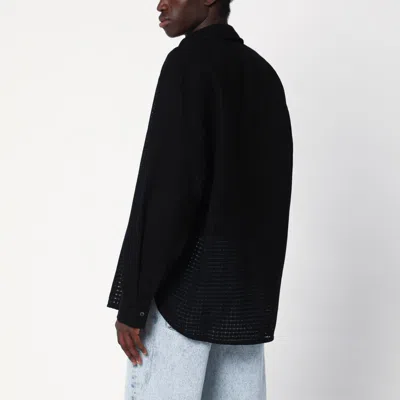 Séfr Wes Shirt Perforated Long-sleeve Shirt In Black