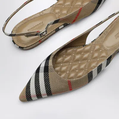 Burberry Check Birdie Slingback Ballerina Flats Women In Beige
