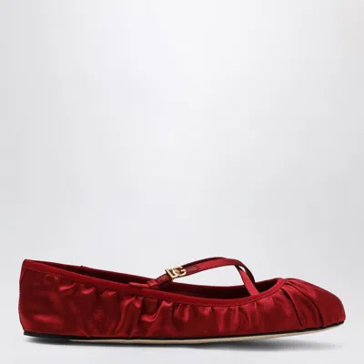 Dolce & Gabbana Ballerinas Satin Leather Sole In Red