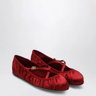 Dolce & Gabbana Ballerinas Satin Leather Sole In Red