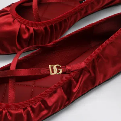 Dolce & Gabbana Ballerinas Satin Leather Sole In Red