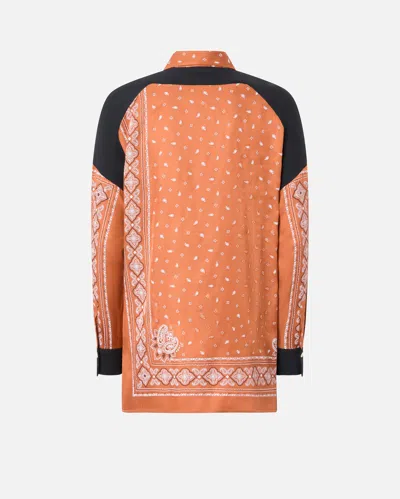Pinko Clocks Viscose Shirt With Bandana Print In Orange