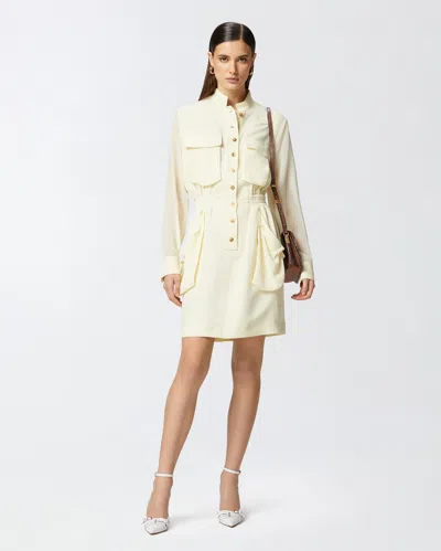 Pinko Button-up Midi Dress With Drawstring Waist In Rose Rutabaga