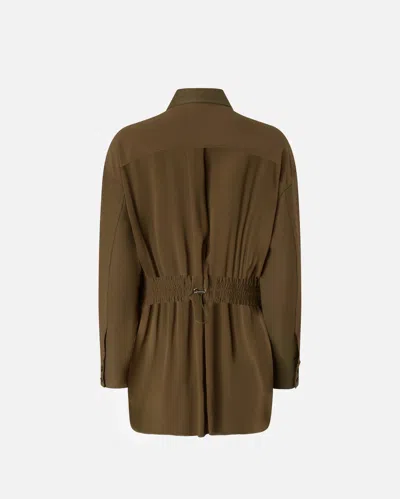 Pinko Linen Shirt Jacket With Four Patch Pockets In Brown