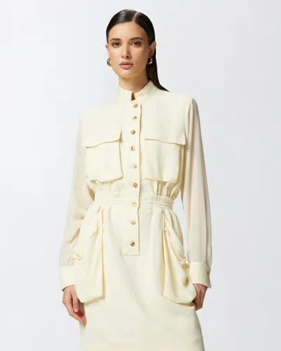 Pinko Button-up Midi Dress With Drawstring Waist In Rose Rutabaga