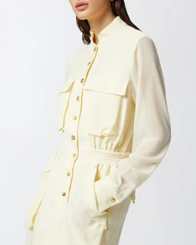 Pinko Button-up Midi Dress With Drawstring Waist In Rose Rutabaga