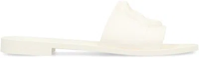 Moncler Flat Rubber Sole Slides In White