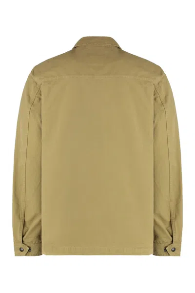 Woolrich Cotton Overshirt With Four Front Pockets In Green