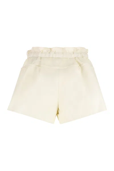 Moncler Relaxed Fit Bermuda Shorts With Elastic Waistband In Panna