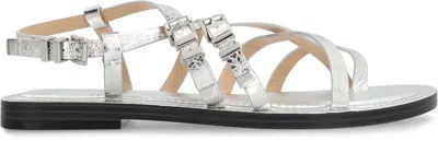 Michael Kors Darrington Leather Sandals In Silver