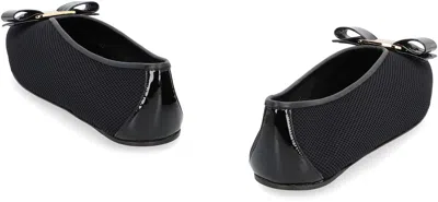 Ferragamo Ballerina Bow Black Var In Black