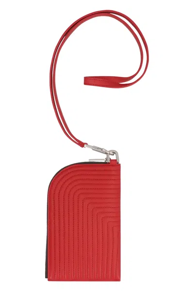 Rick Owens Quilted Calf Leather Wallet With Removable Strap In Red