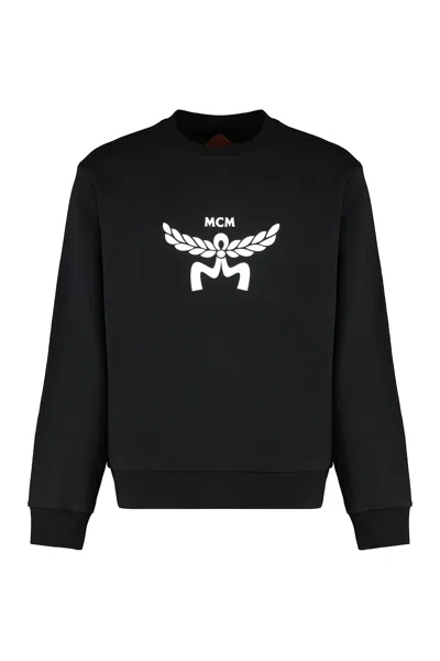 Mcm Classic Logo Sweatshirt In Organic Cotton In Black