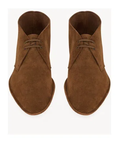 Saint Laurent Valentin Boots In Suede In Brown