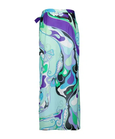 Pucci Long Skirt With Orchid Print In Multi