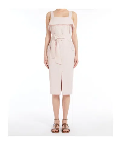 Weekend Max Mara Ruffled Strap Belted Dress In Neutral
