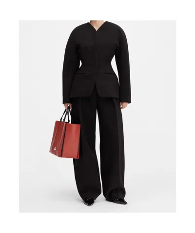 Jacquemus La Veste Ovalo Cady Collarless Jacket In Black