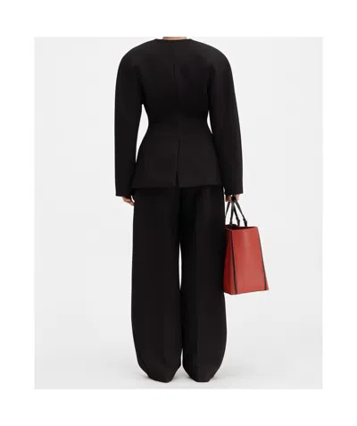 Jacquemus La Veste Ovalo Cady Collarless Jacket In Black