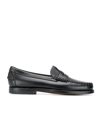 Sebago Round Toe Slip-on Moccasins With Cut-out Upper Design In Black