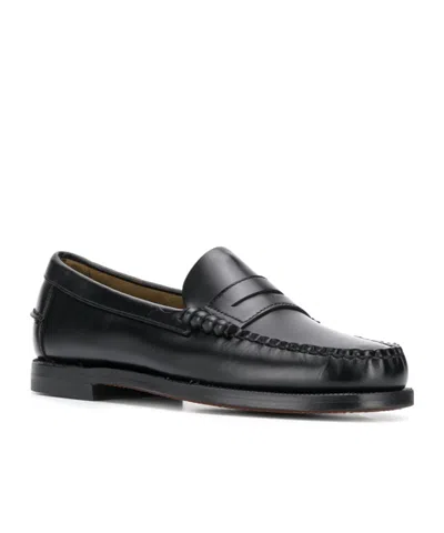 Sebago Round Toe Slip-on Moccasins With Cut-out Upper Design In Black