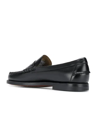 Sebago Round Toe Slip-on Moccasins With Cut-out Upper Design In Black